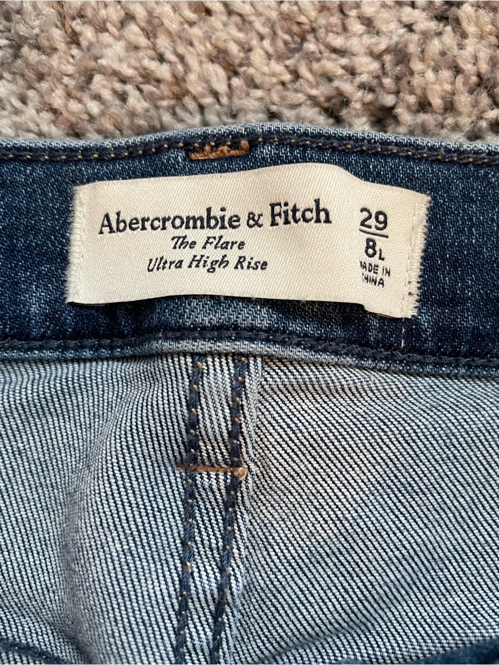Abercrombie & Fitch Dark Blue High-Rise Flare Jeans - Picture 4 of 4